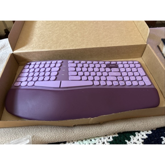 Does not apply Other - Ergonomic Wireless Keyboard and Mouse  Wrist Rest, Curved Split Key Purple